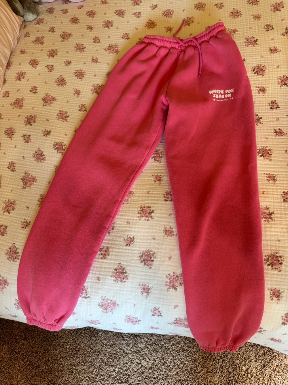Pink White Fox Fleece Sweatpants